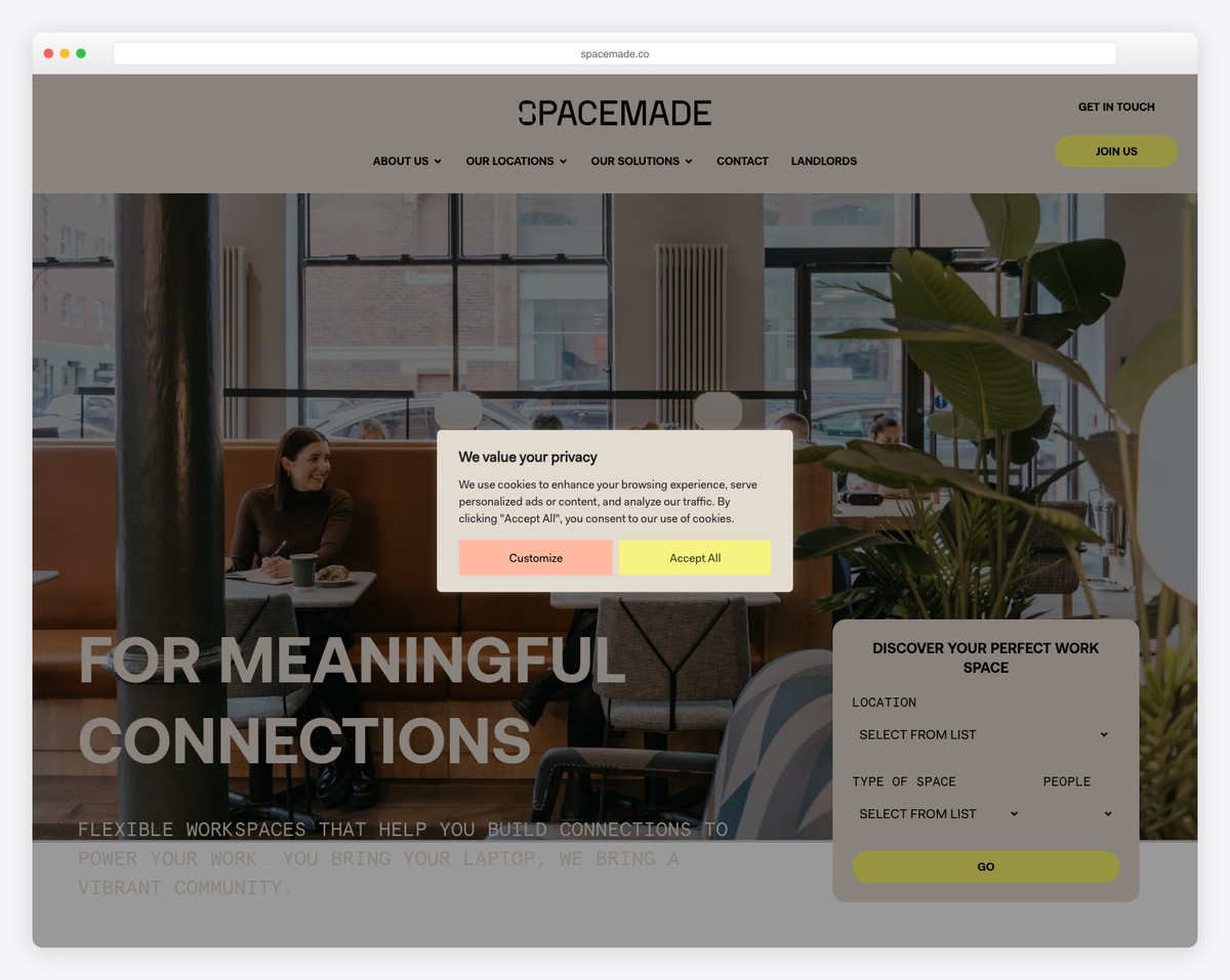 spacemade website example