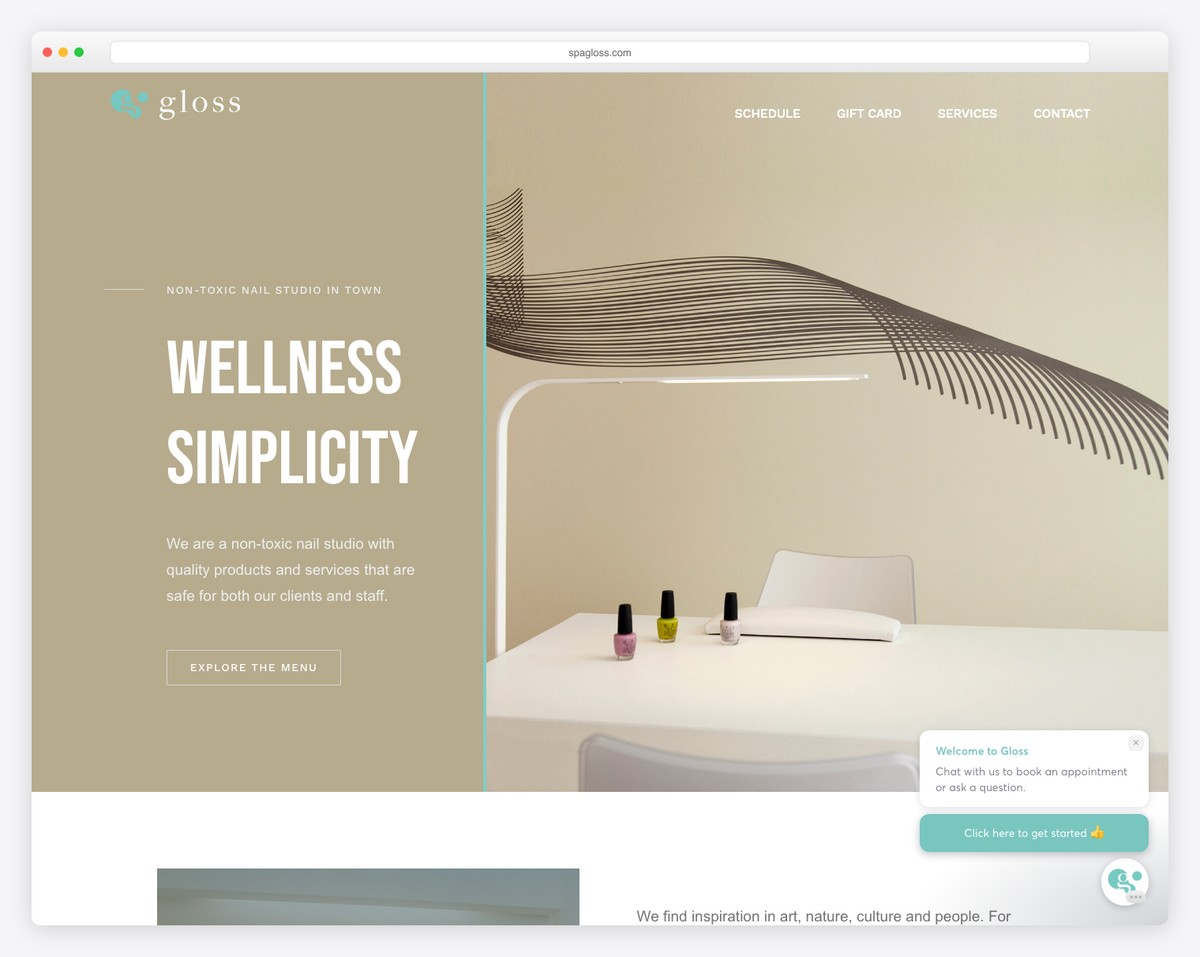gloss nail studio website example