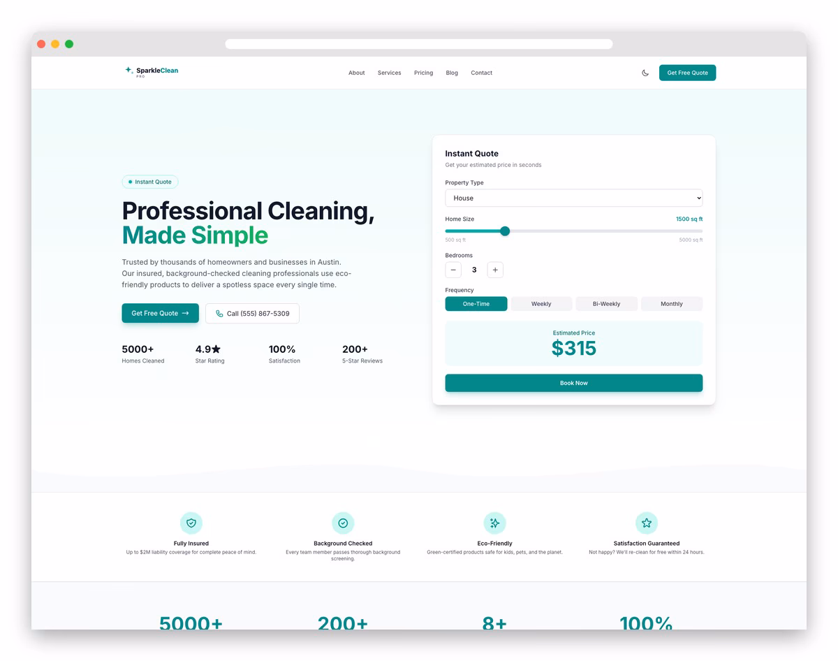 SparkleClean - Astro and Tailwind CSS Template