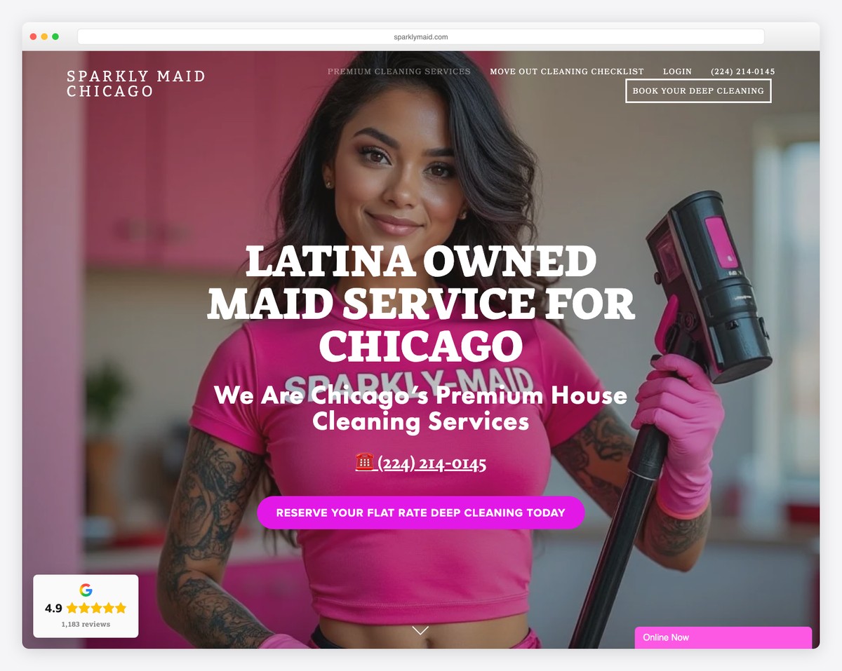 sparkly maid website example