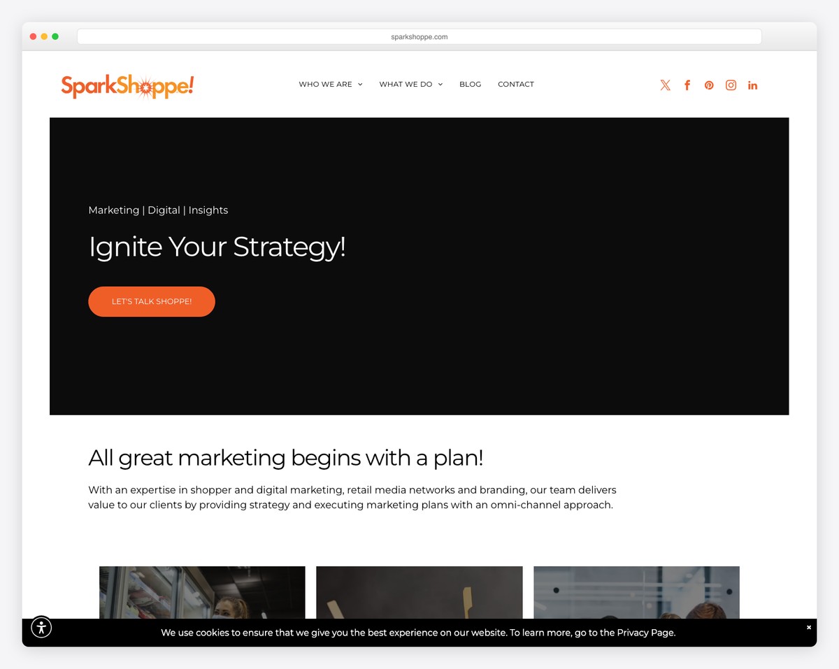 sparkshoppe website example