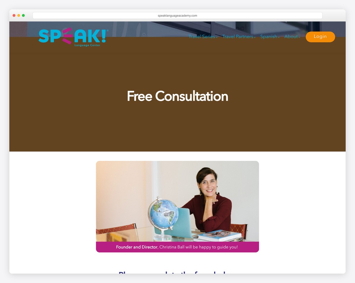 speak! language academy website example