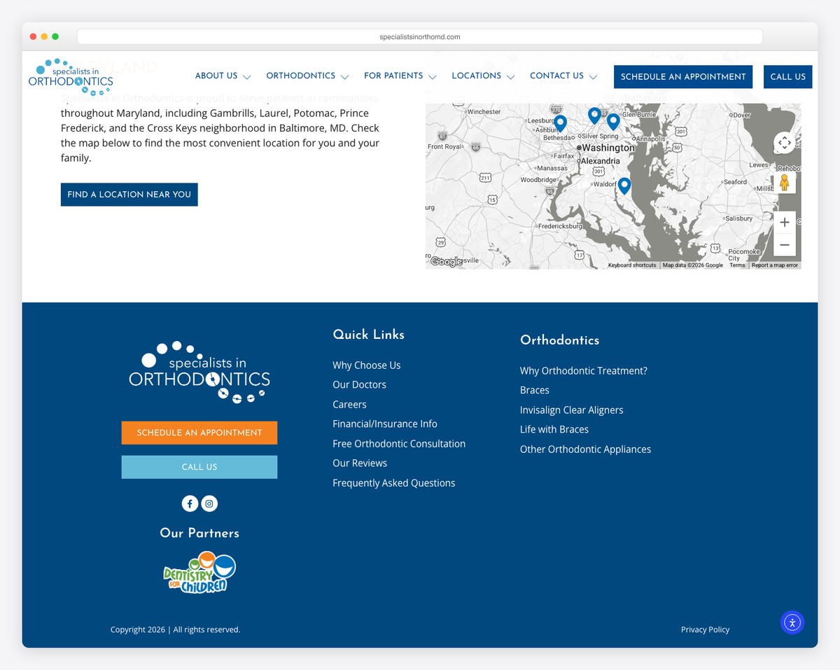 specialists in orthodontics website example