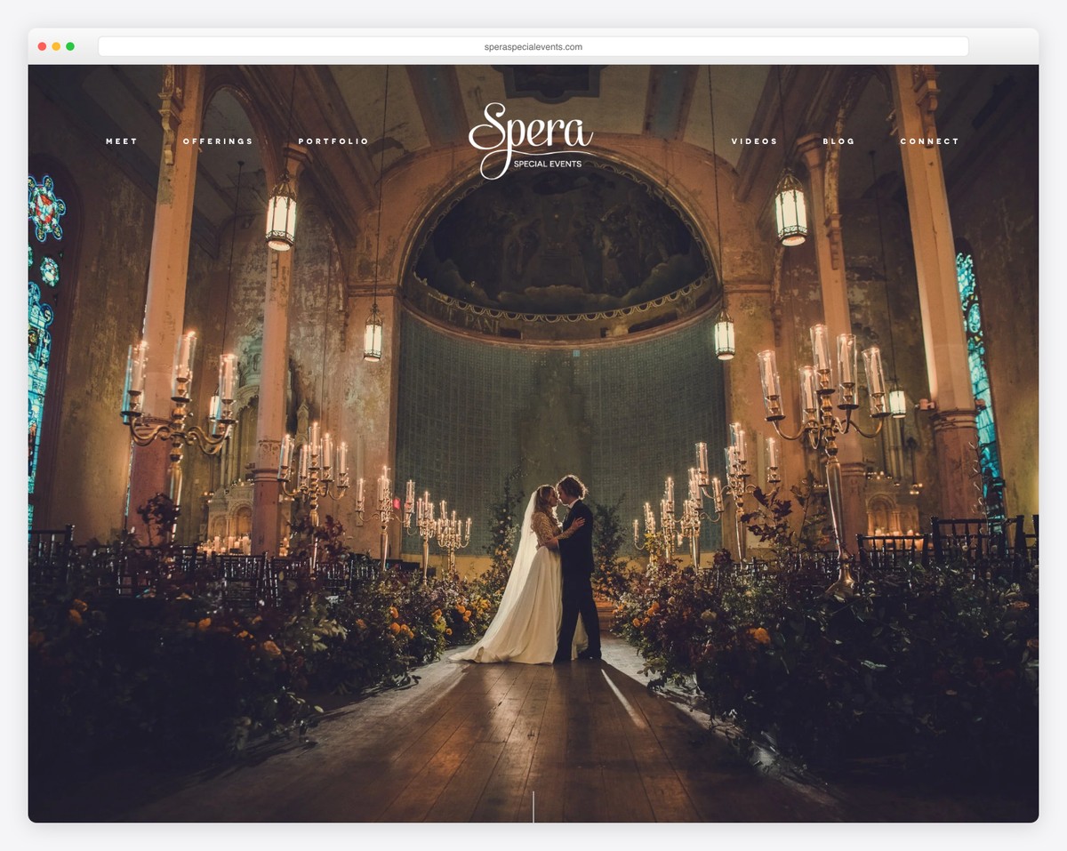 spera special events wedding planner squarespace website example