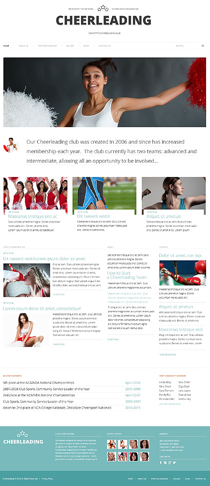 Cheerleading Clube Tema WordPress