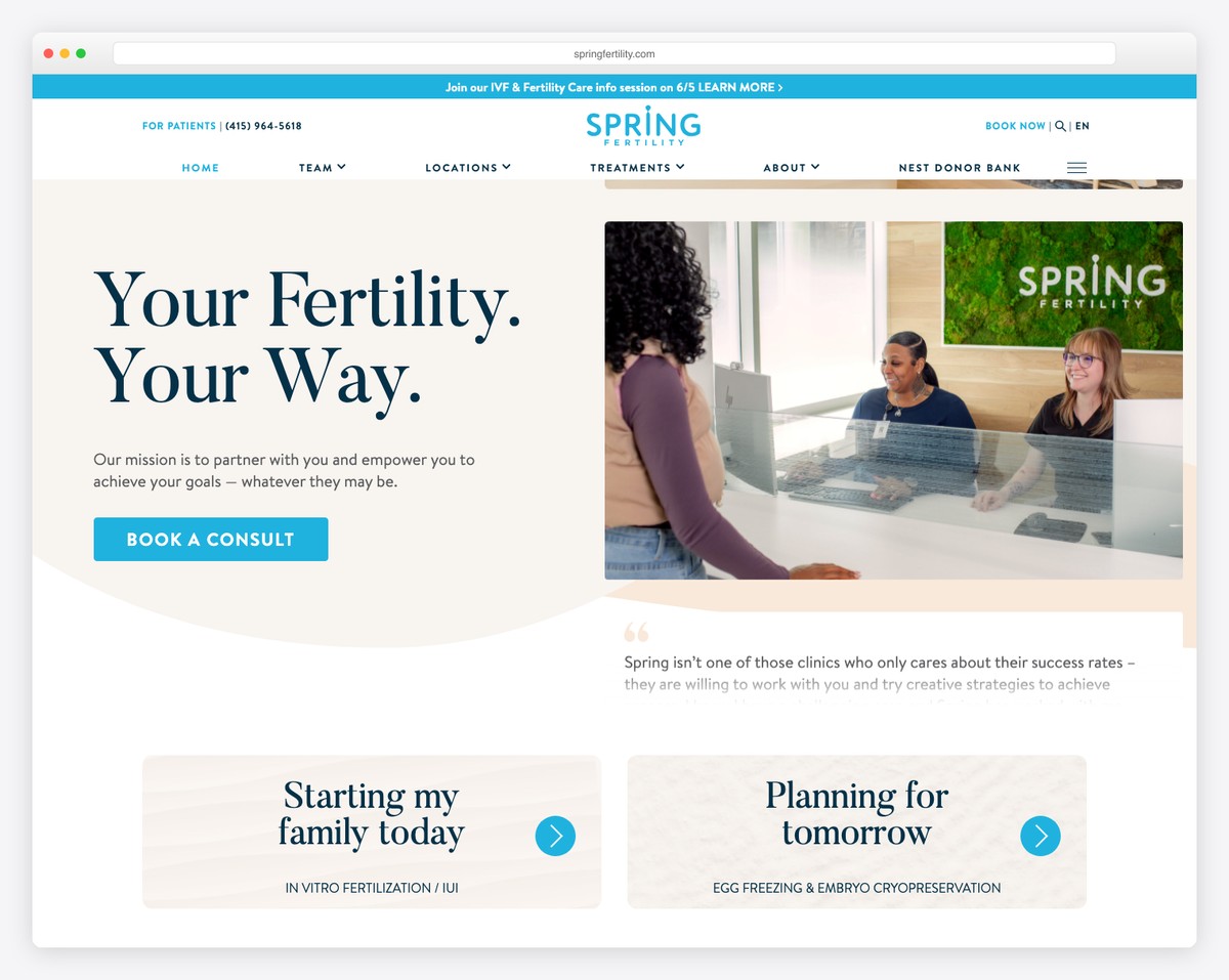 spring fertility website example