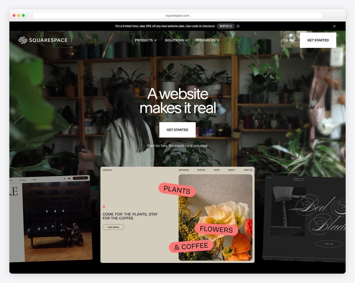Squarespace blog template with clean typography and featured images