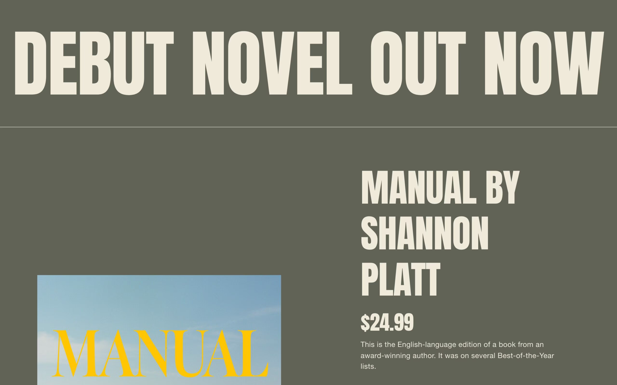 Manual website template for Squarespace