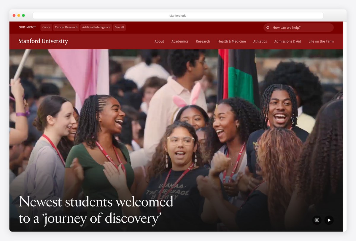 Stanford University homepage design