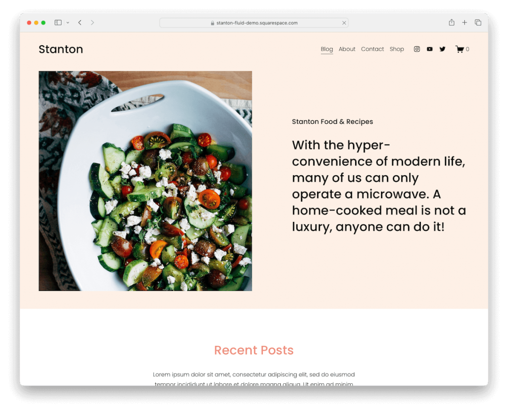stanton squarespace food and drink template