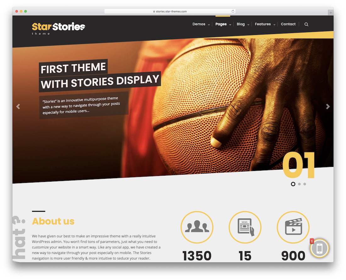 starstories wordpress sports theme