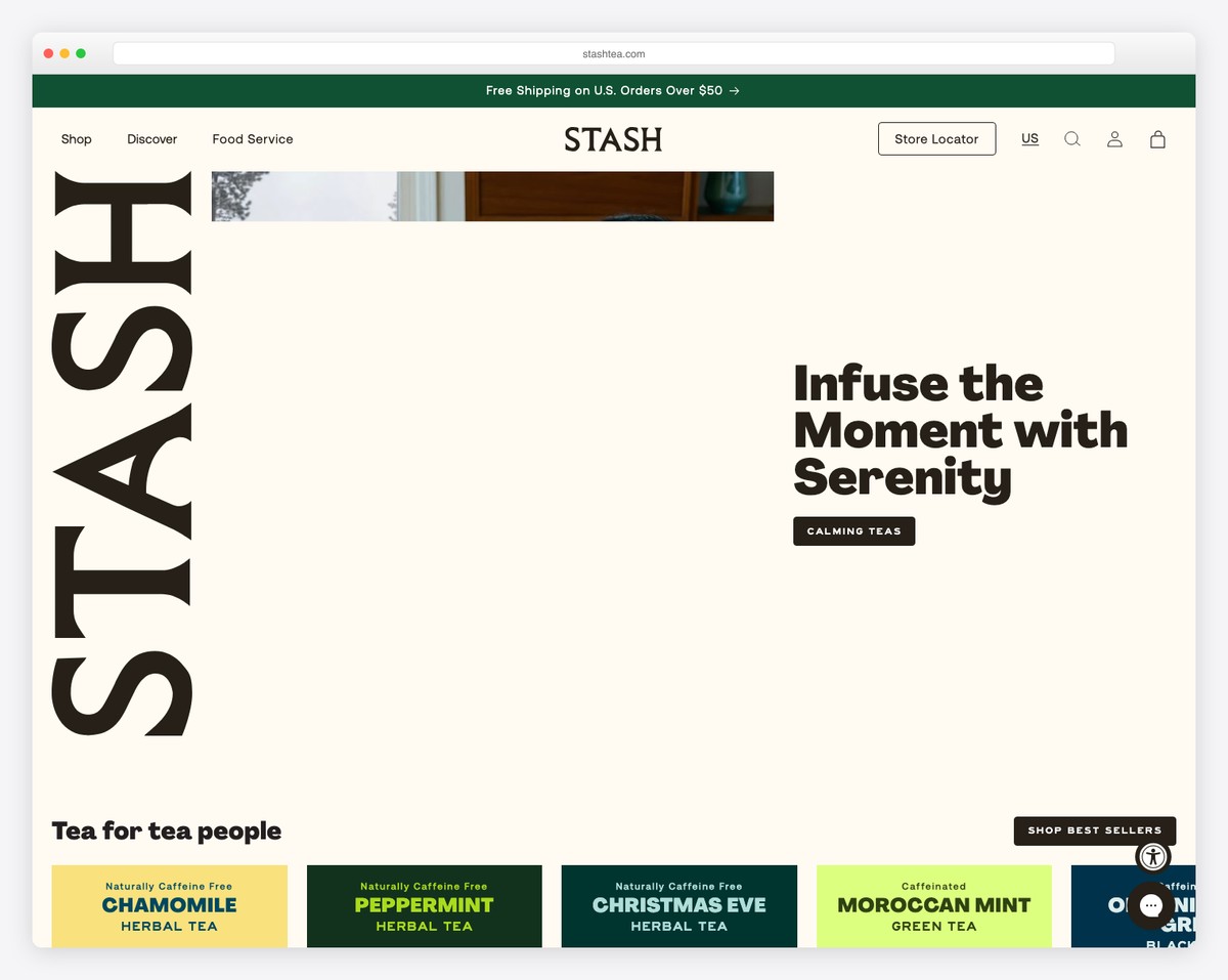 stash tea website example