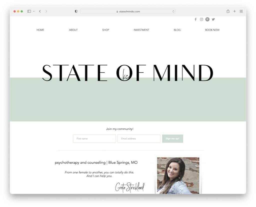 state of mind therapist website