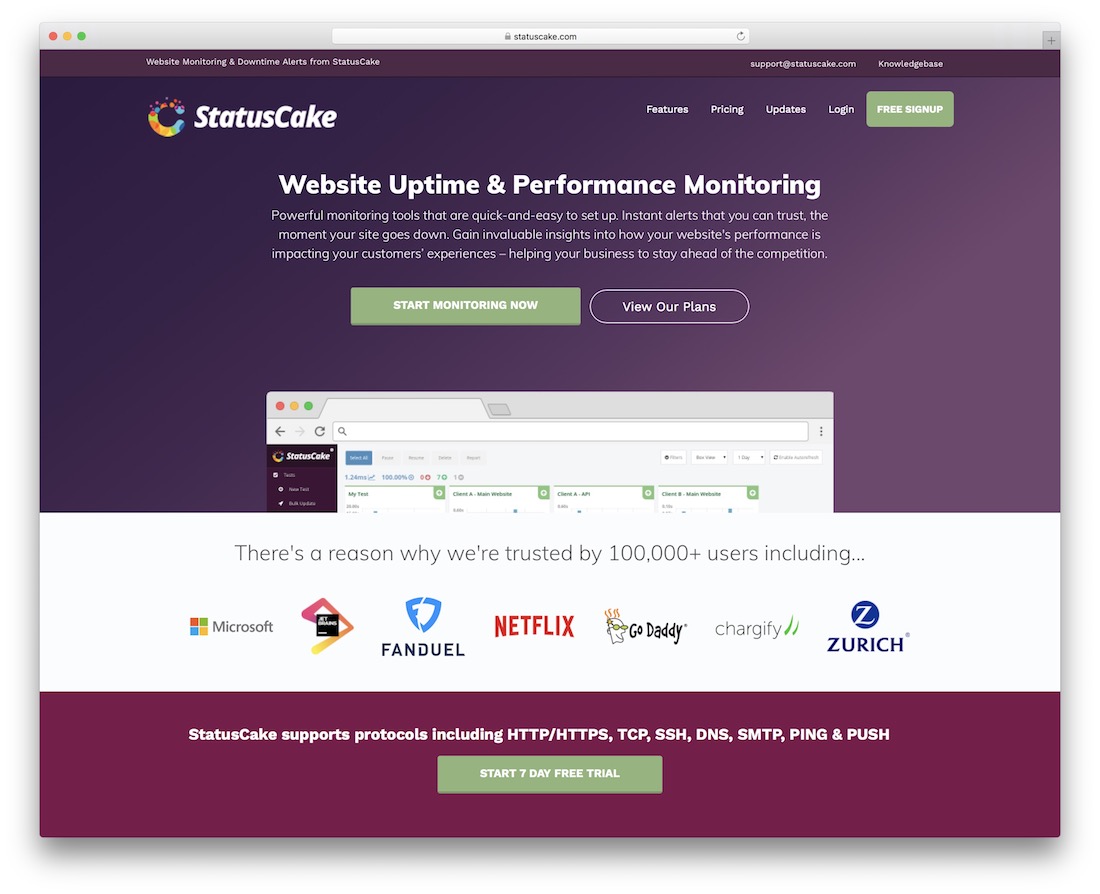 statuscake uptime and performance monitoring