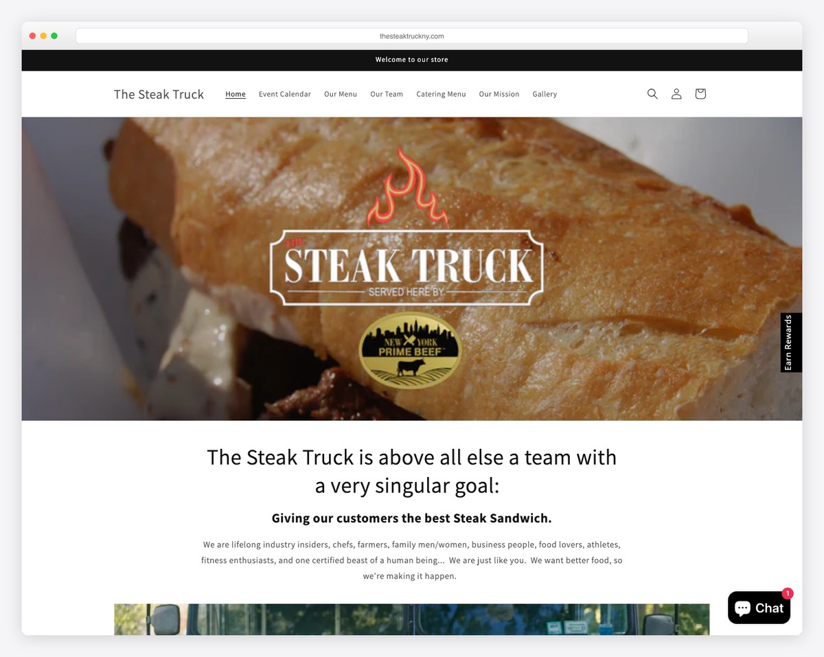 the steak truck food truck website example