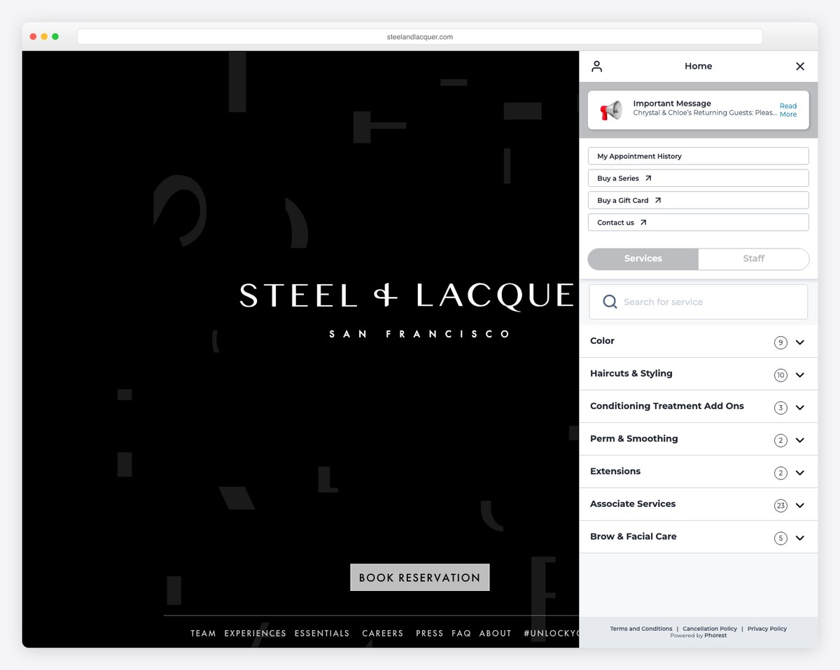 steel + lacquer website example