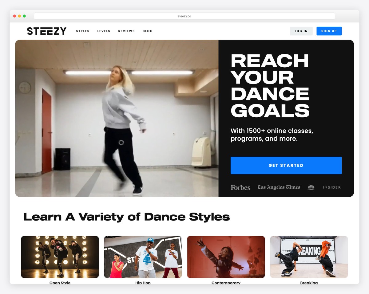 steezy studio website example