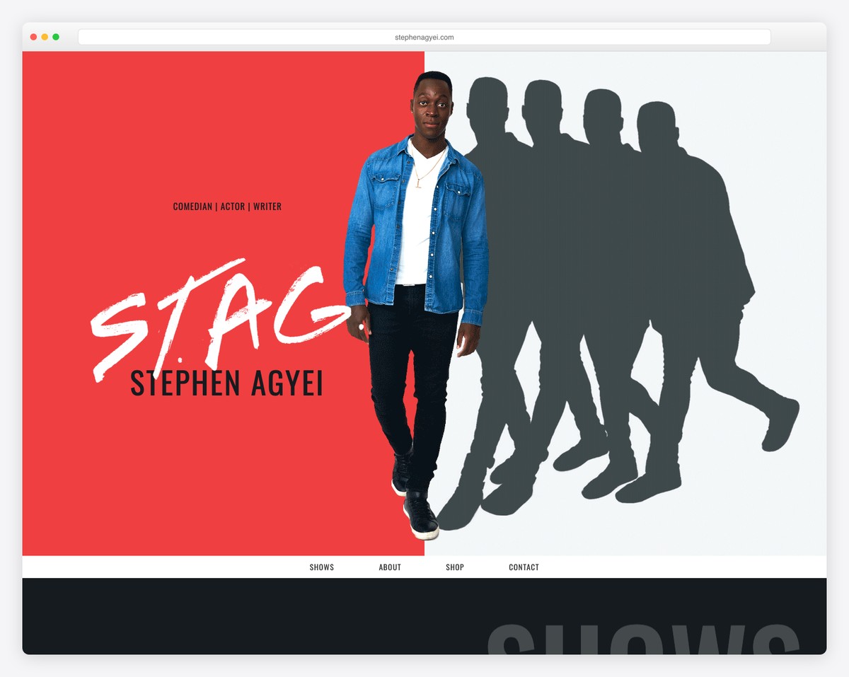 Stephen Agyei - actor and comedian website built with webflow