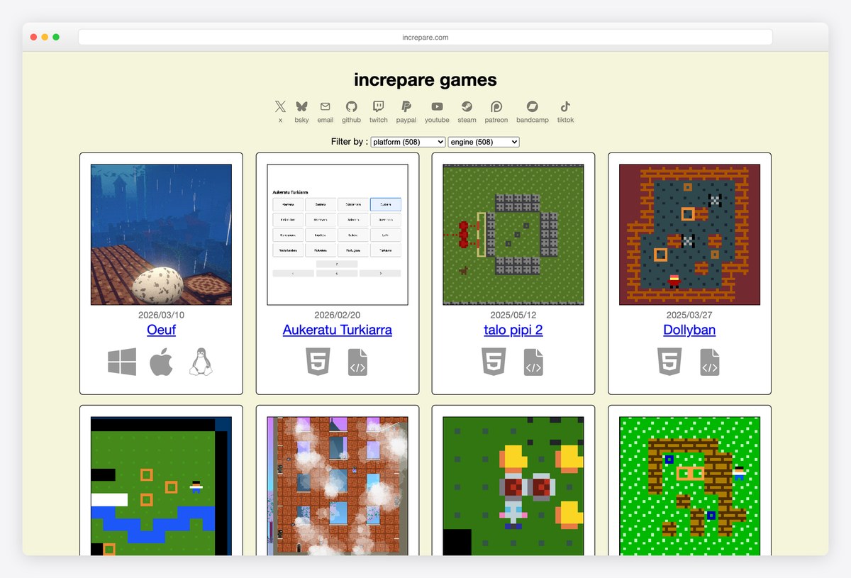 Stephen Lavelle (increpare) indie game developer website