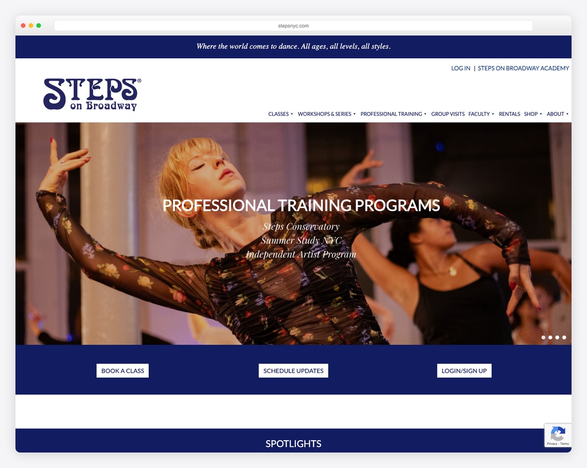 steps on broadway website example