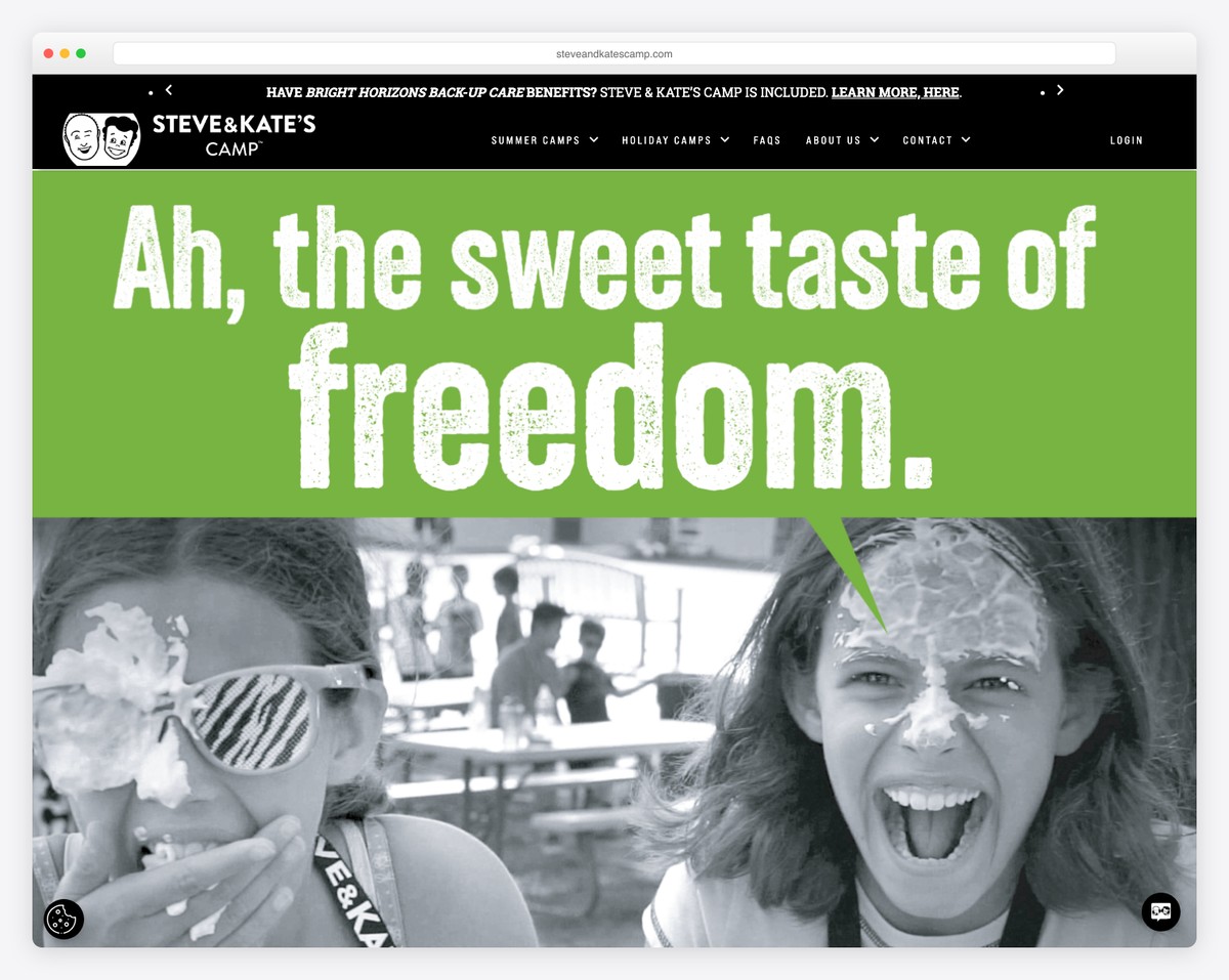 steve & kate's camp website example