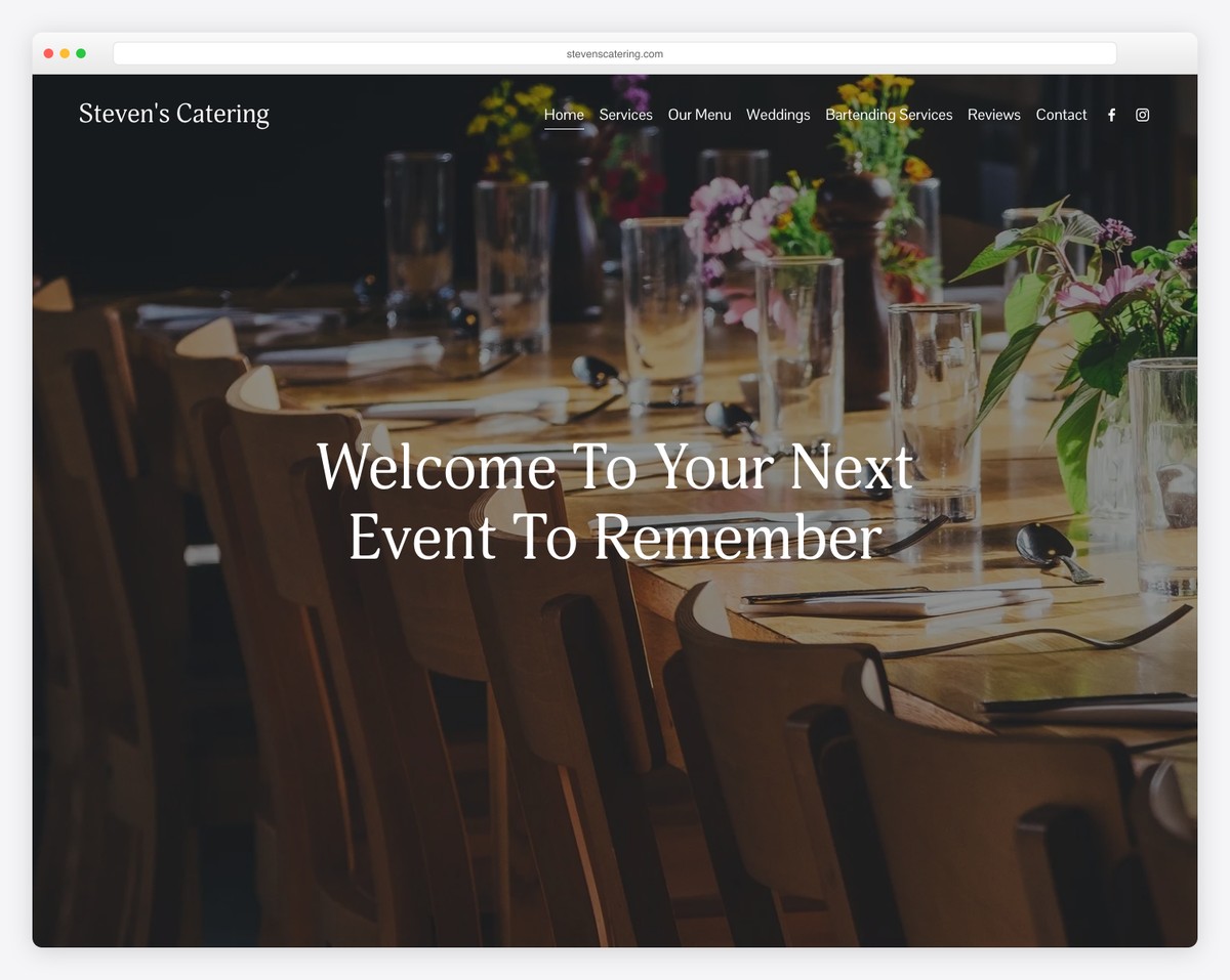 steven's catering website example
