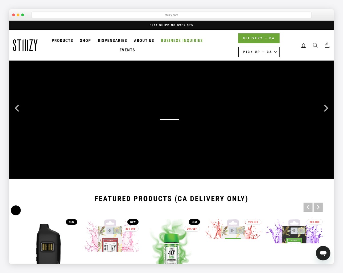 Stiiizy cannabis brand website