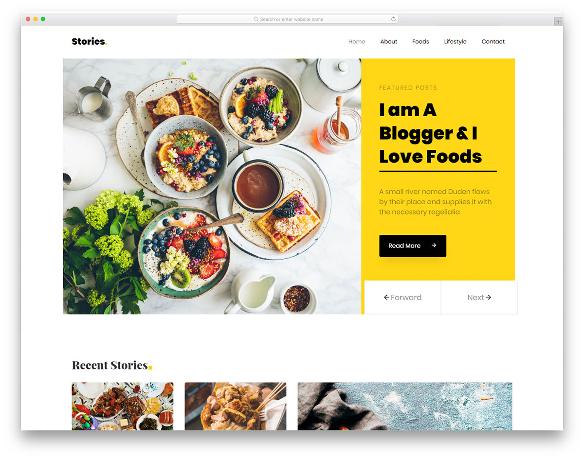 Stories Free Food Recipes Blog Website Template 2021 Colorlib