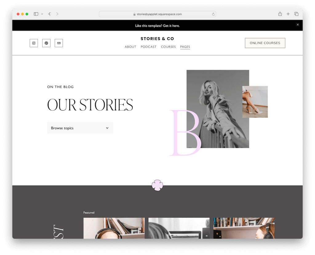 stories squarespace blog template