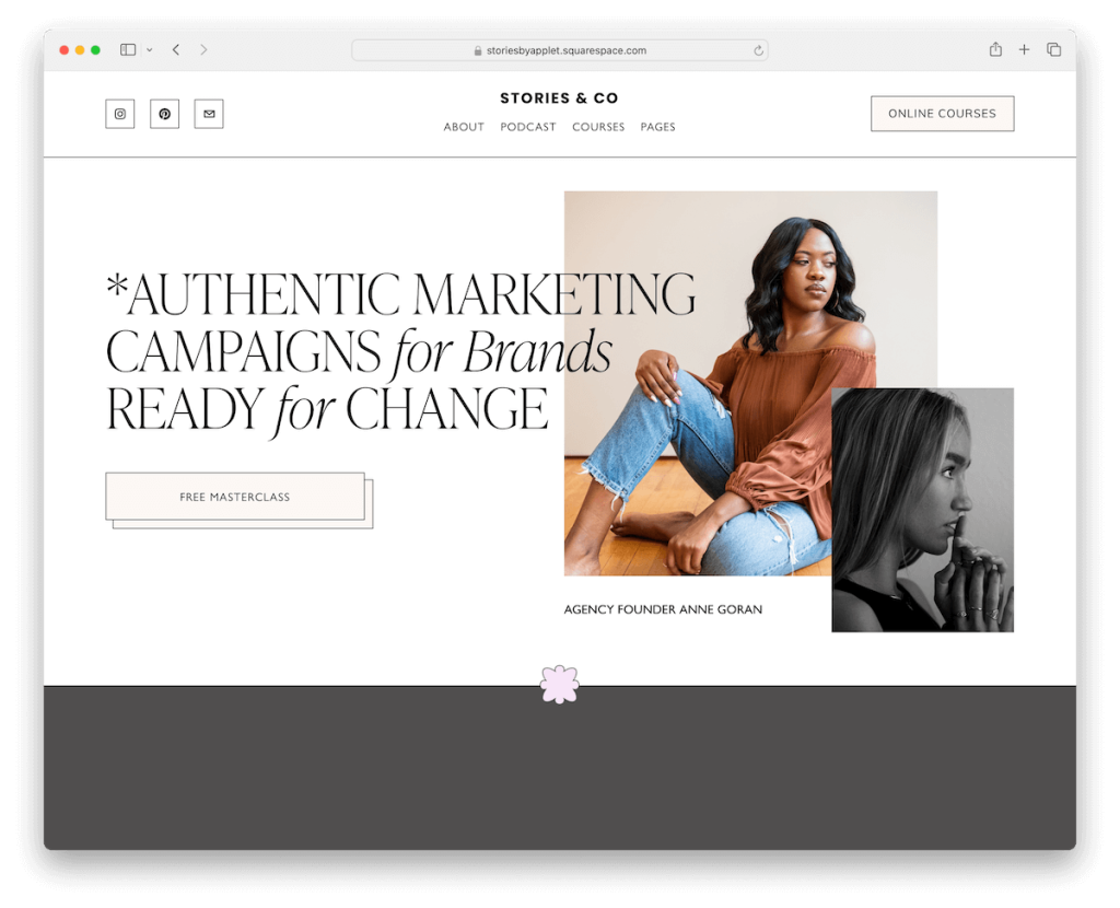 stories squarespace influencer template