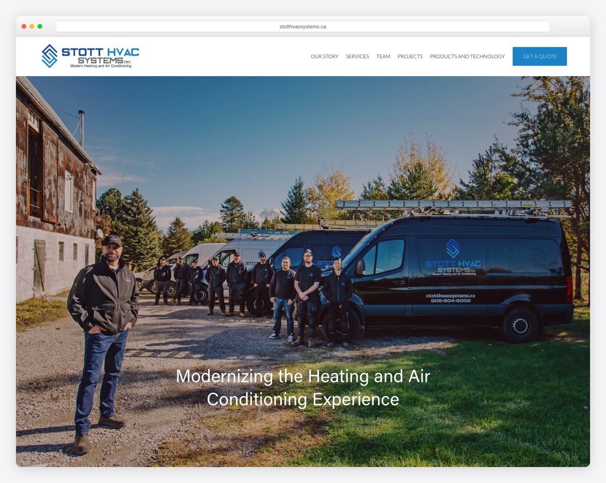 stott hvac systems website example