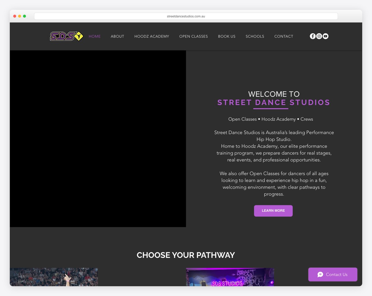 street dance studios website example