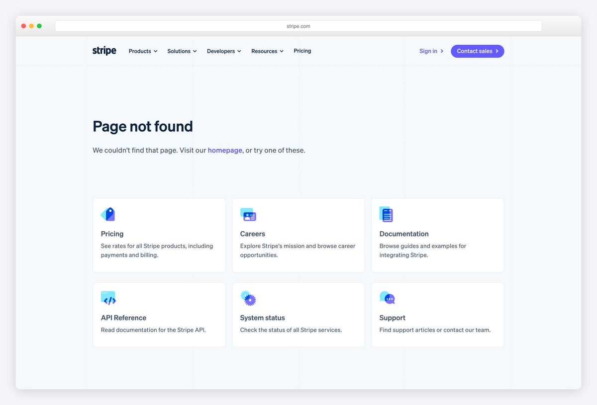 Stripe 404 page design