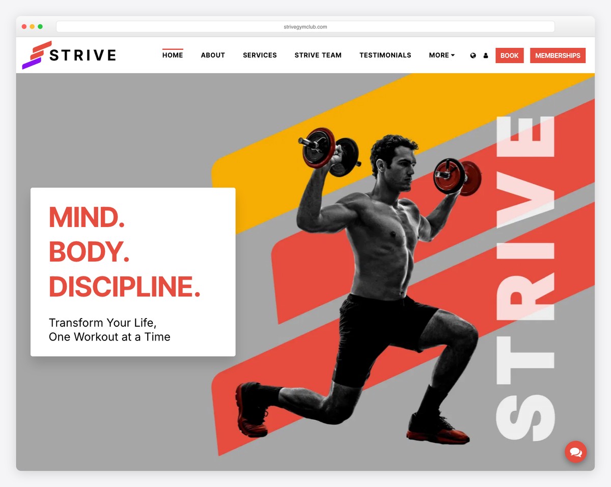 strive gym club fitness site123 website example