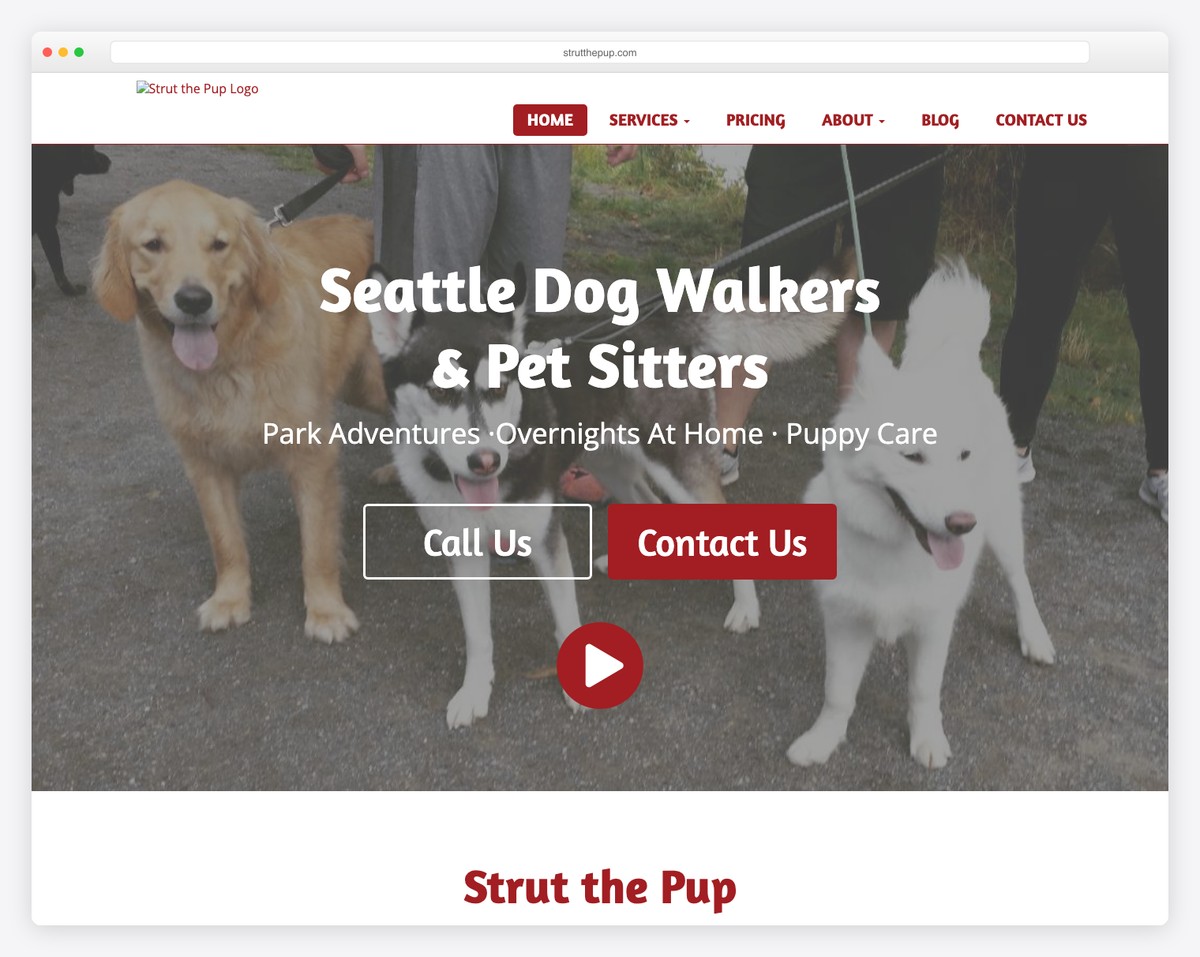 strut the pup website example