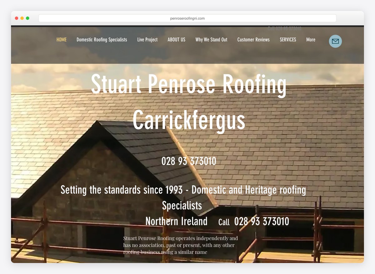 Stuart Penrose Roofing roofing company website homepage