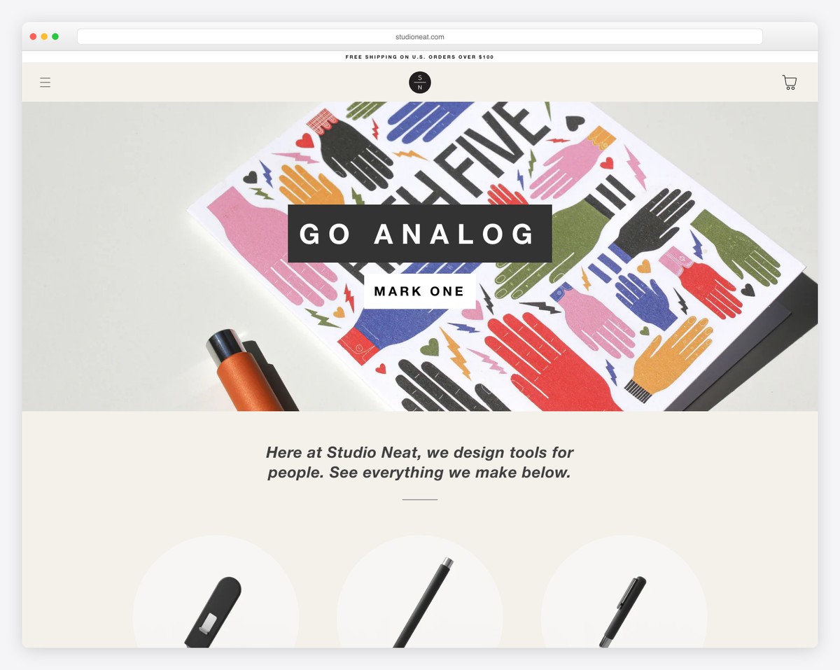 studio neat minimalist website example