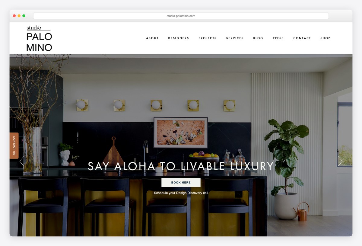Studio Palomino interior design portfolio website
