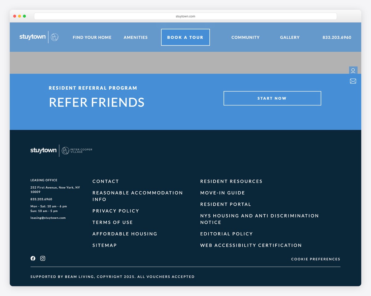 stuytown (stuyvesant town) website example