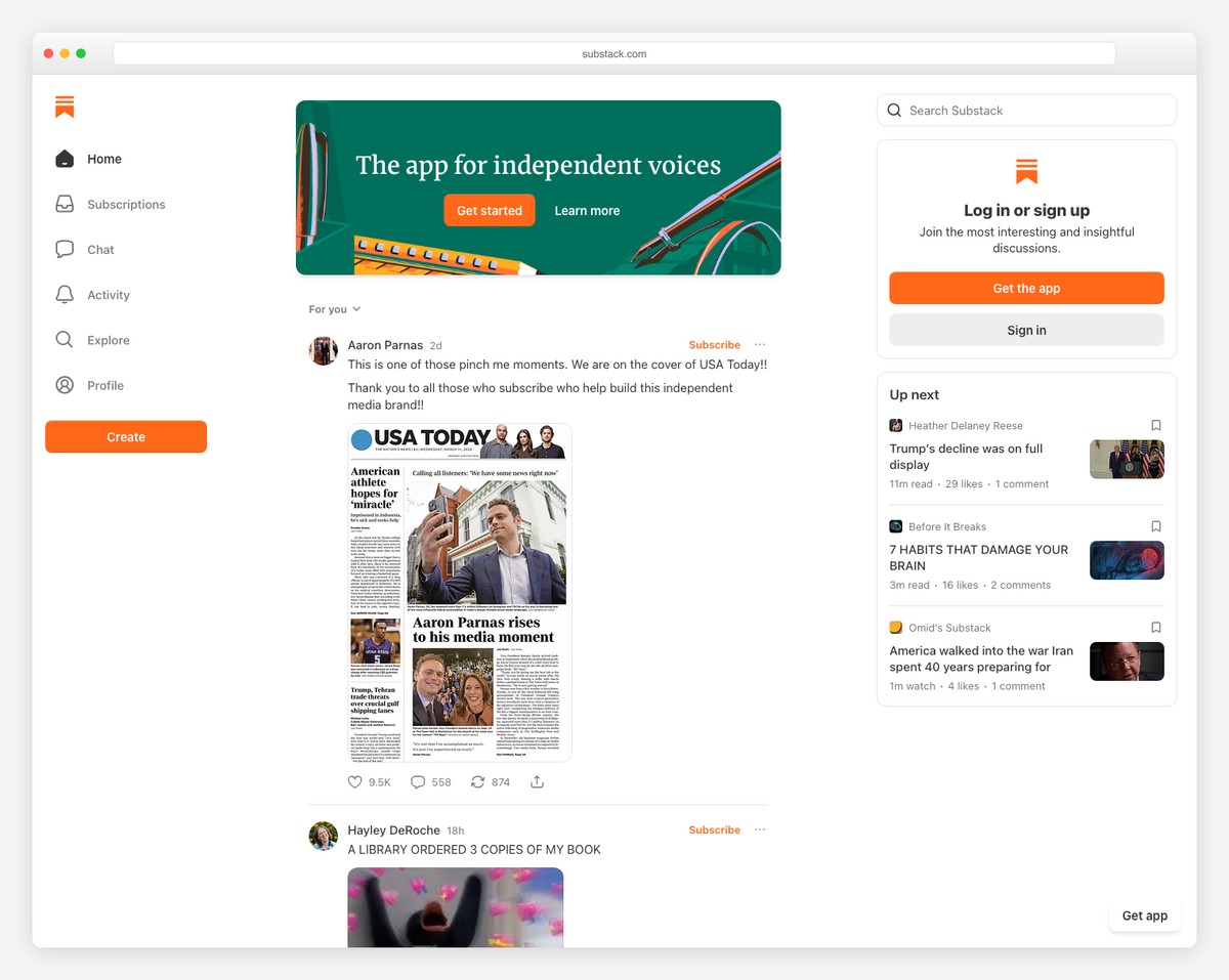 Substack newsletter and blog platform with subscriber management