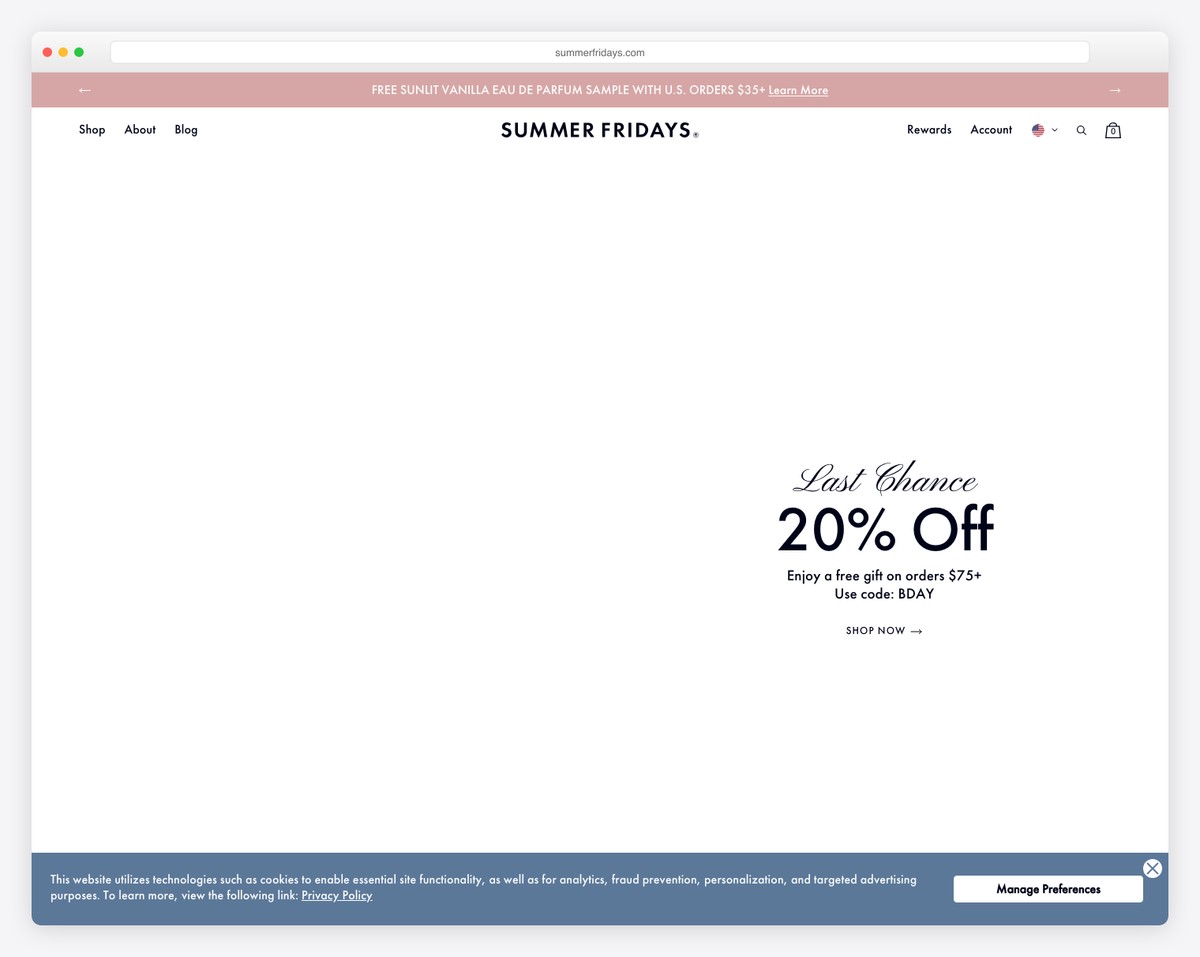 summer fridays website example