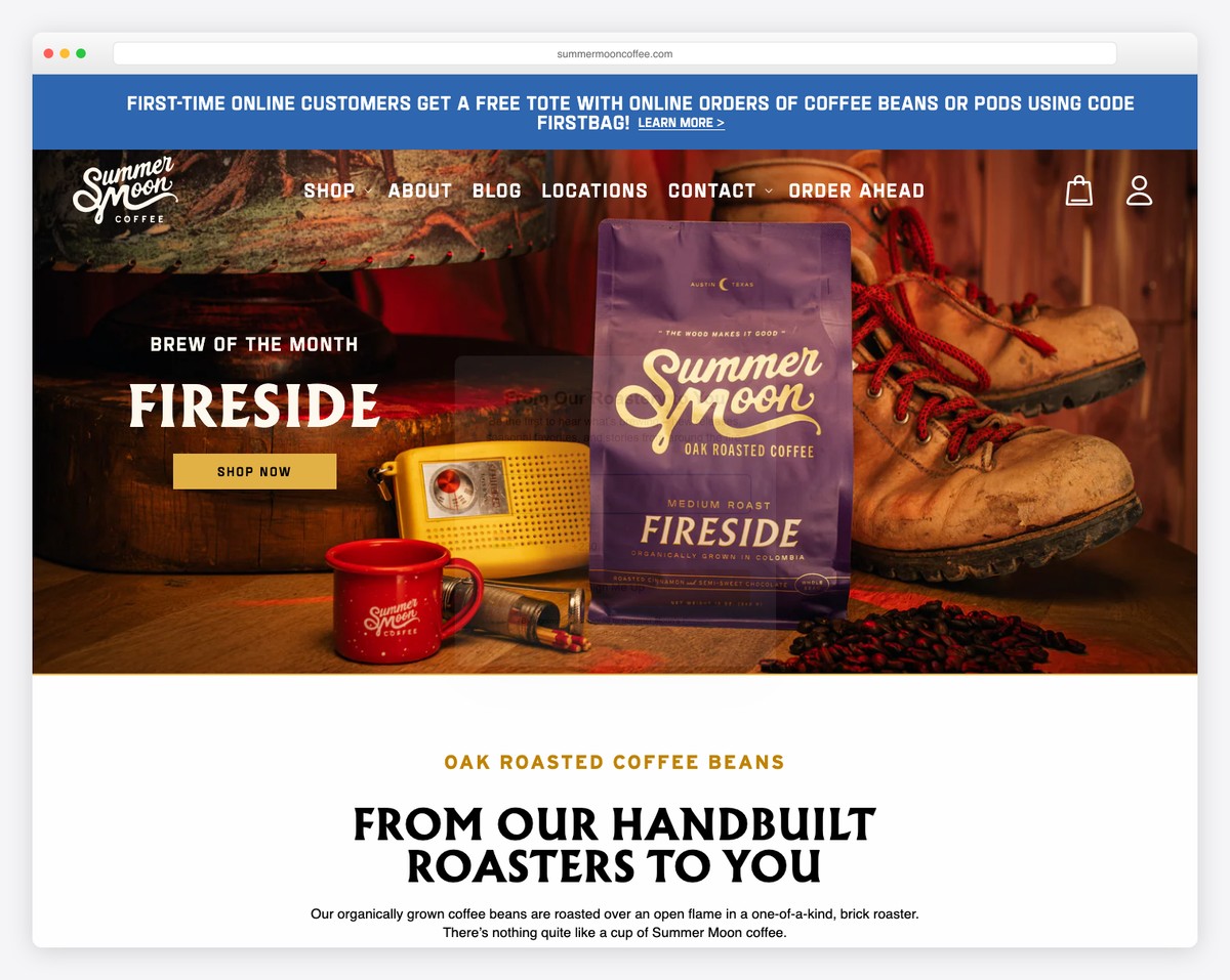 summer moon coffee website example