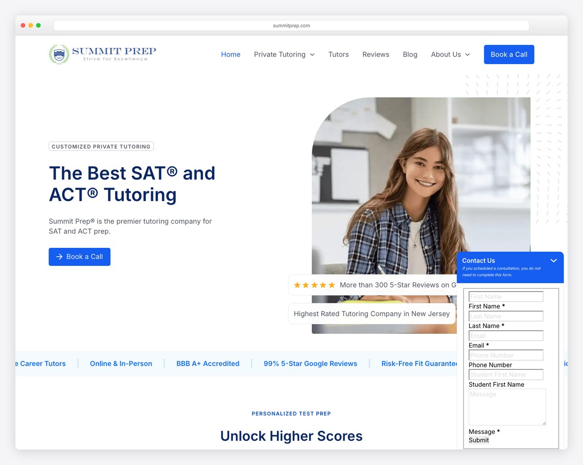 summit prep tutoring website