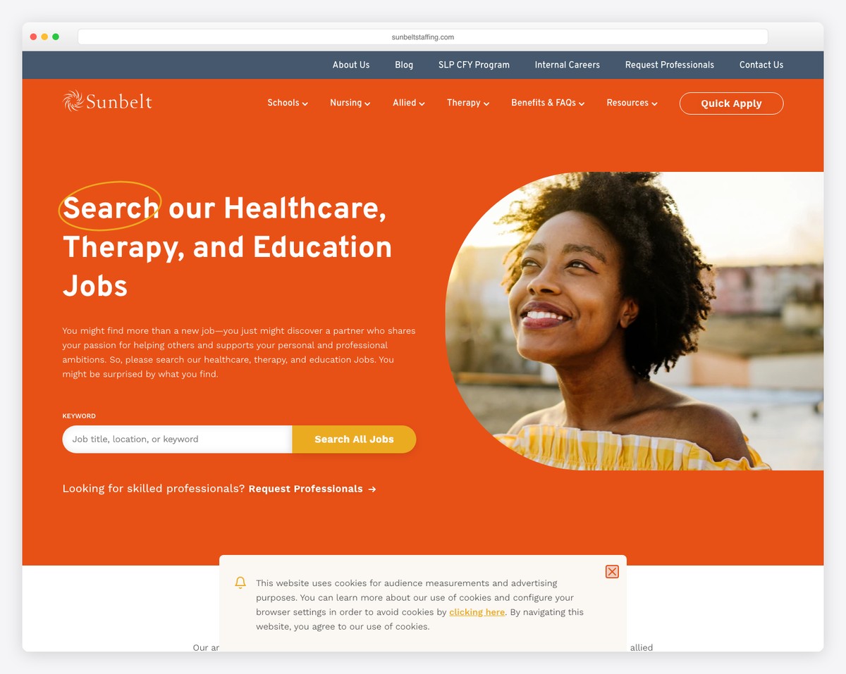 sunbelt staffing website example