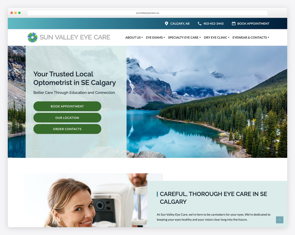 sun valley eye care website example