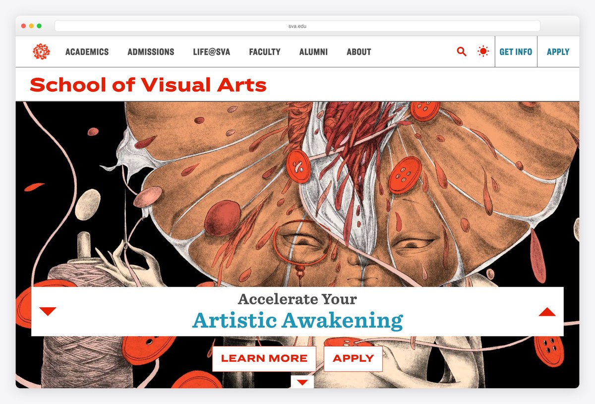 School of Visual Arts homepage design