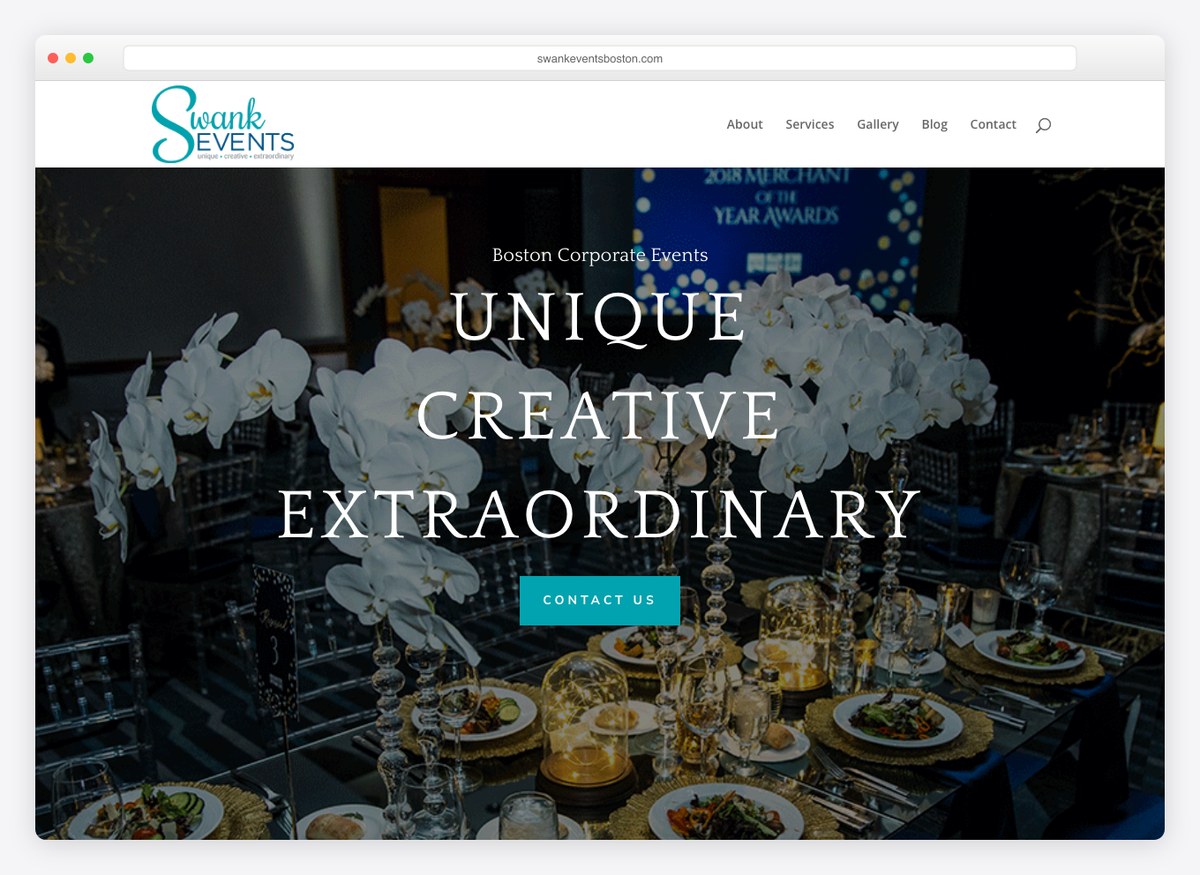 Swank Events Boston event website homepage