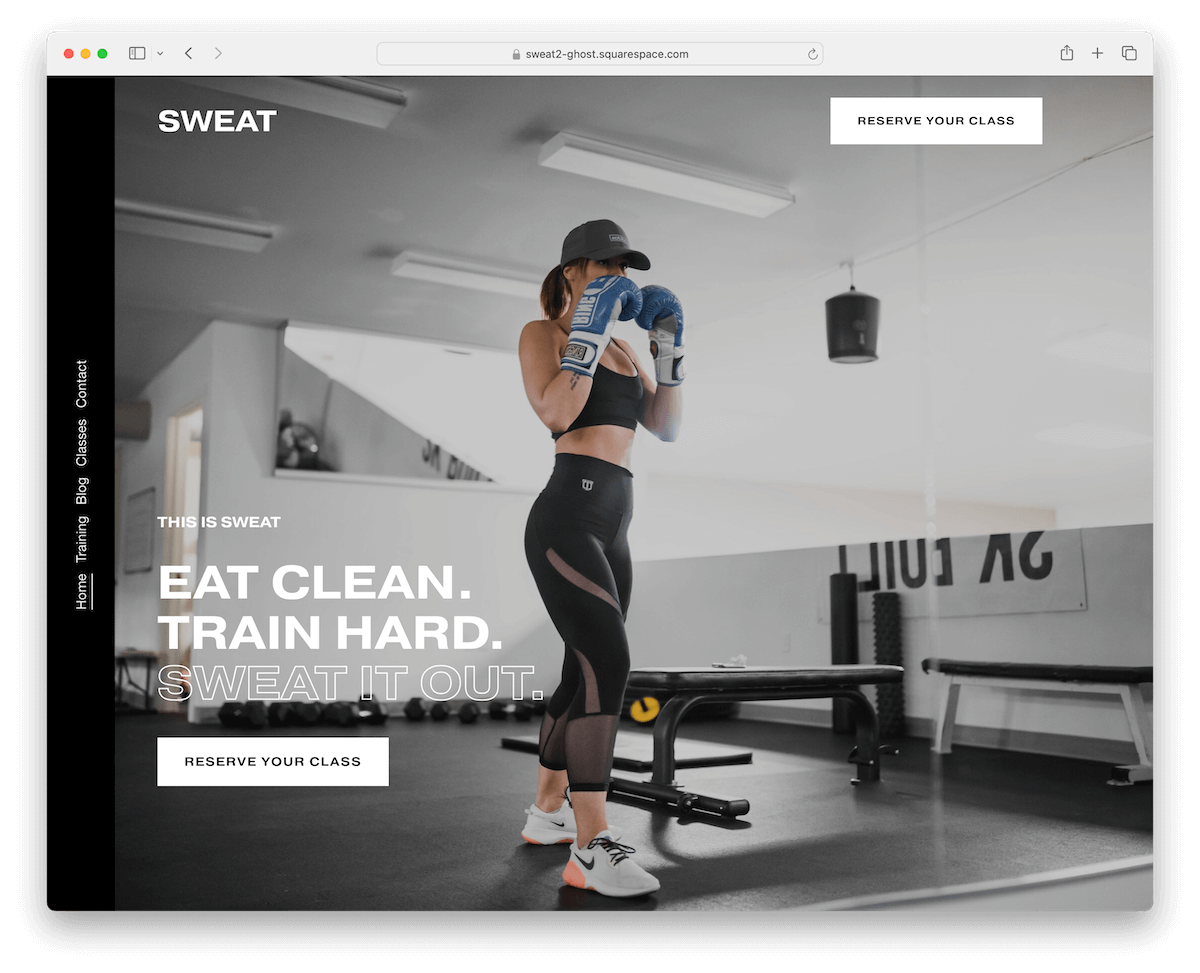 sweat squarespace fitness template
