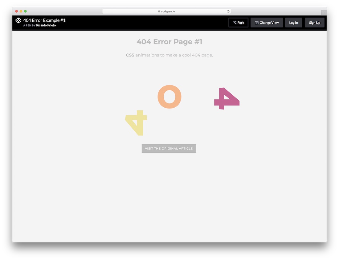 swinging 404 free error page template