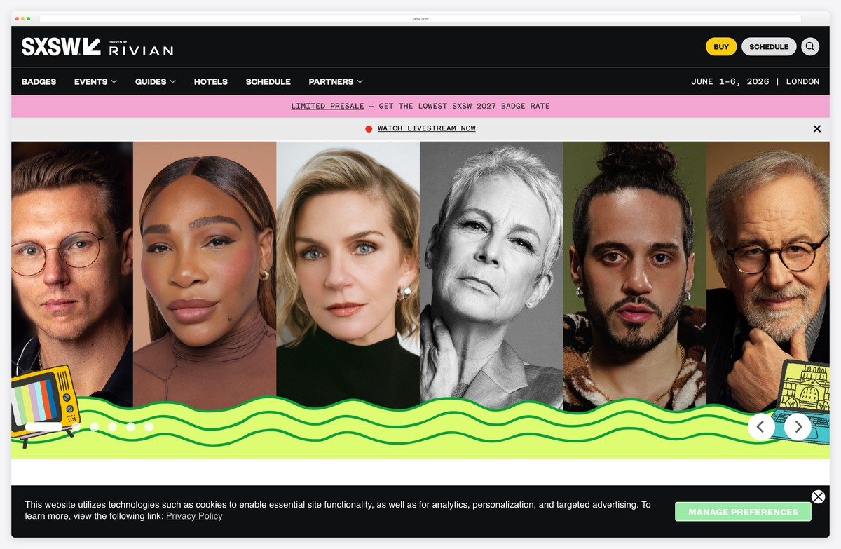 sxsw south by southwest festival conference website example